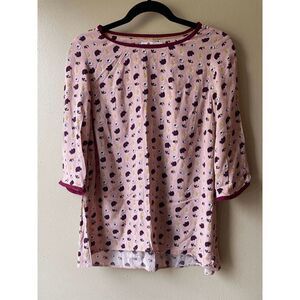 Boden Light Pink 3/4 Sleeve Semi-Sheer Floral Top US Size 4 UK Size 8